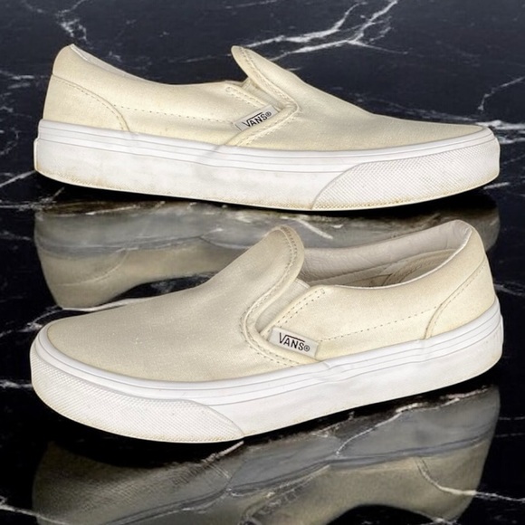Vans Classic Slip-On Natural Canvas Off White Kids 3 / EU 34 Skate Shoes - Picture 8 of 12